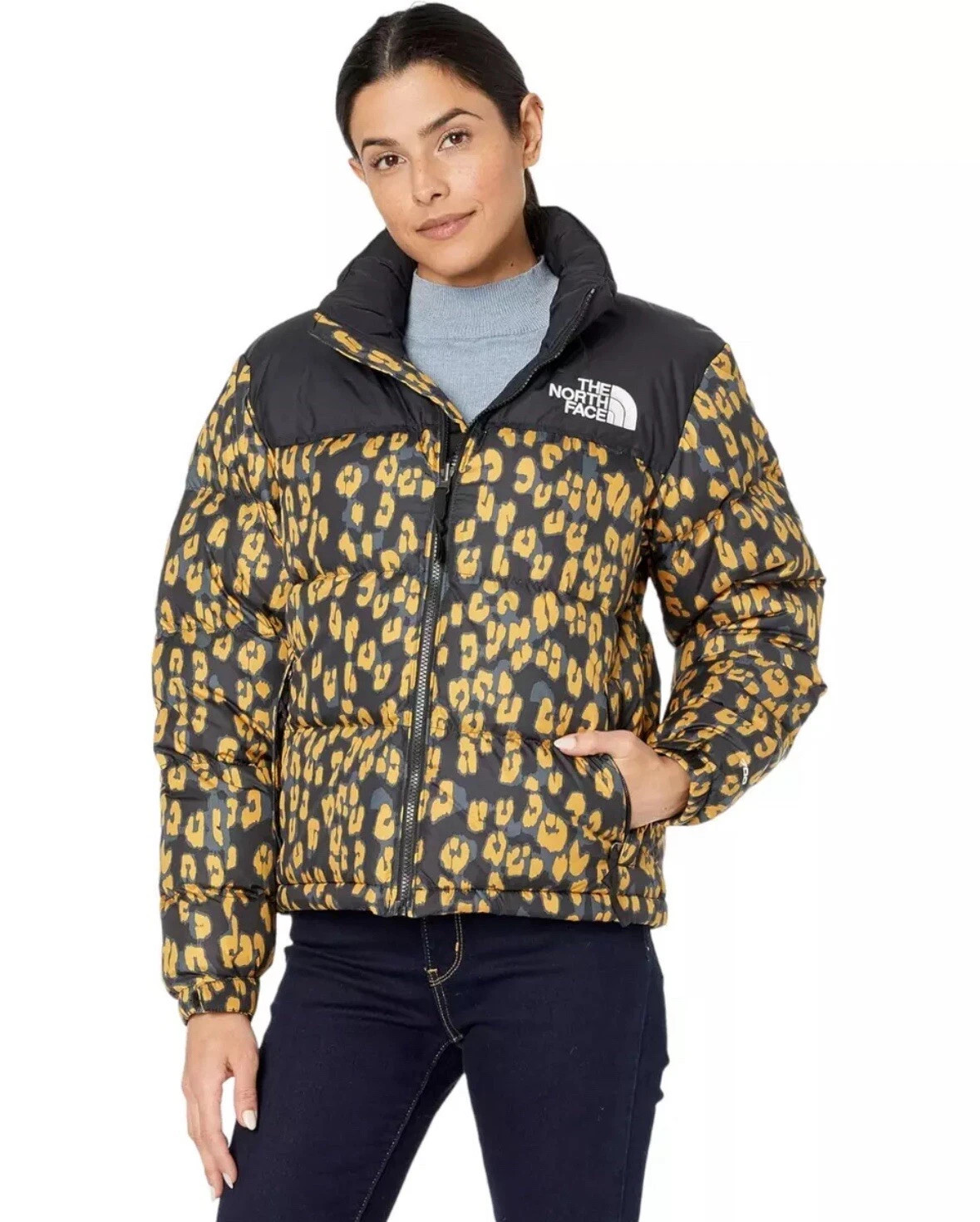 THE NORTH FACE 1996 RETRO NUPTSE Down Jacket Puffer Leopard Print Women's XS