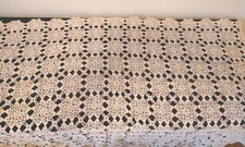  Beige Cotton Filet Crochet Lace Tablecloth 60" x 80" 