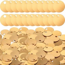 50 Pack 1 Inch Round Metal Brass Key Tags Engraving Blank Tags Stamp for Pet