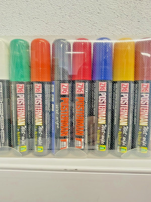 Kuretake ZIG Posterman Wet-Wipe 15mm Big & Broad Chalk Pens   Multi Colour Set