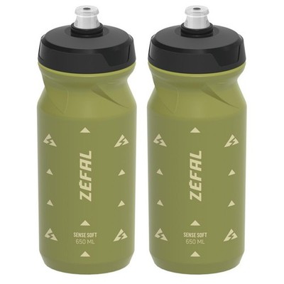 2x Zefal Trinkflasche Sense Soft 65 650ml Oliv Grün Höhe 193mm Sportflasche Rad