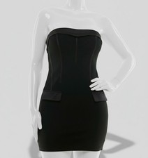 City Studio Juniors' Women's Black Vertical-Seam Strapless Dress Size 3-4