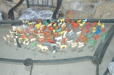100 Vintage Lot of Plastic  Rubber Animal Toys