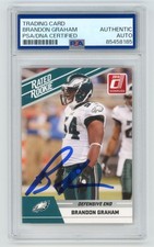 BRANDON GRAHAM Eagles Signed 2010 Donruss RATED ROOKIE Card PSA Auto 8185