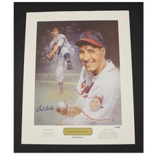Bob Feller Cleveland Indians Autographed 16x20 Bruce Stark Lithograph JSA COA