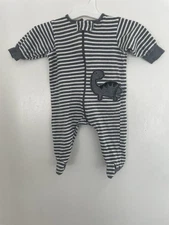 Gerber Baby Boy Cute Dinosaur Applique Striped Zip Long Sleeve 1-Piece Gray 0-3M