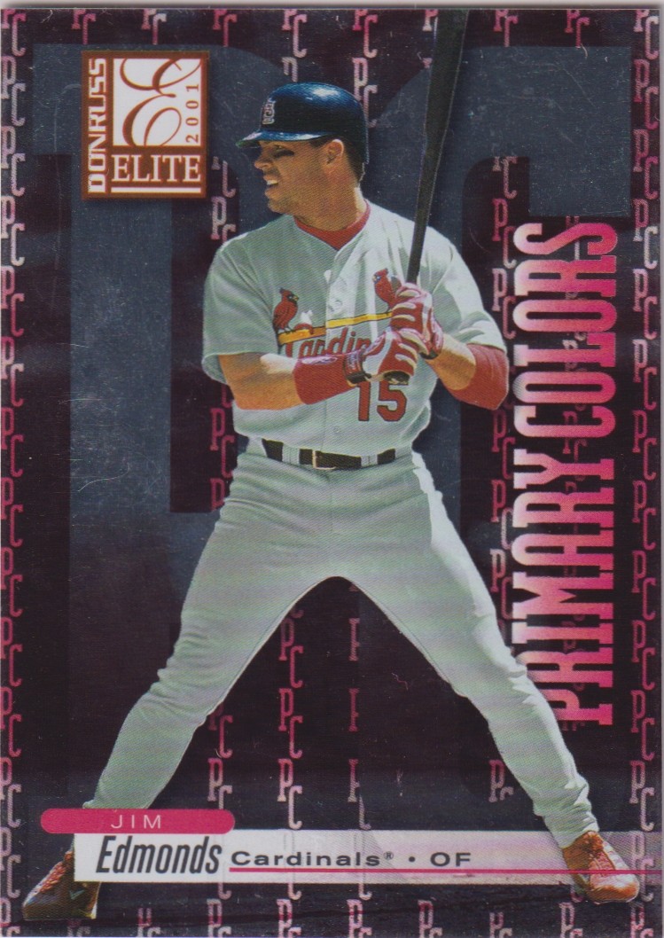 2001  Donruss Elite Jim Edmonds St. Louis Cardinals Primary Colors Red /975