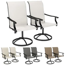 Outsunny Patio Swivel Chairs Set of 2, High Back Patio Dining Chairs