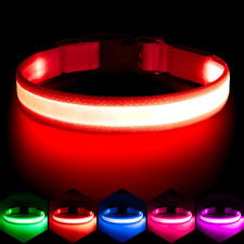 LED Dog Collar, Light up Dog Collar Adjustable USB Rechargeable Super Bright Saf