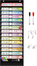 15 1 Pockets Daily Schedule Pocket Chart with 30 Pcs Double-Sided Reusable Cards
