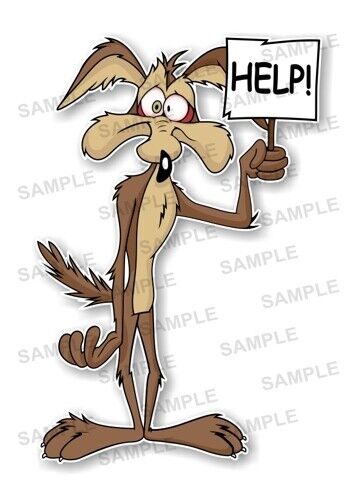 Wile E Coyote HELP  Precision Cut Decal - Afbeelding 1 van 1
