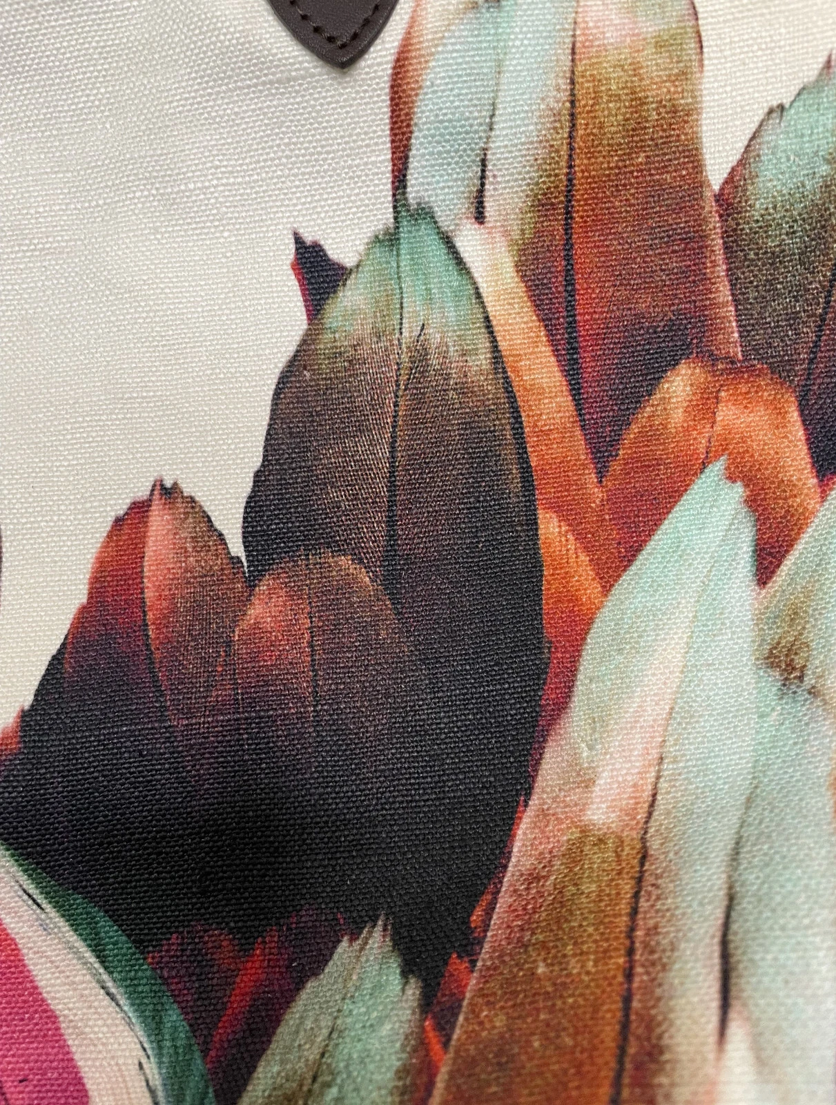 Borsa a mano Longchamp Le Pliage grande stampa piuma tela tote bag Ltd Ed rosso blu