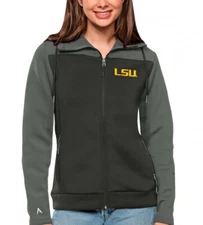 LSU Tigers Antigua Women's Protect Full-Zip Jacket Hoddie Steel/Charcoal Small