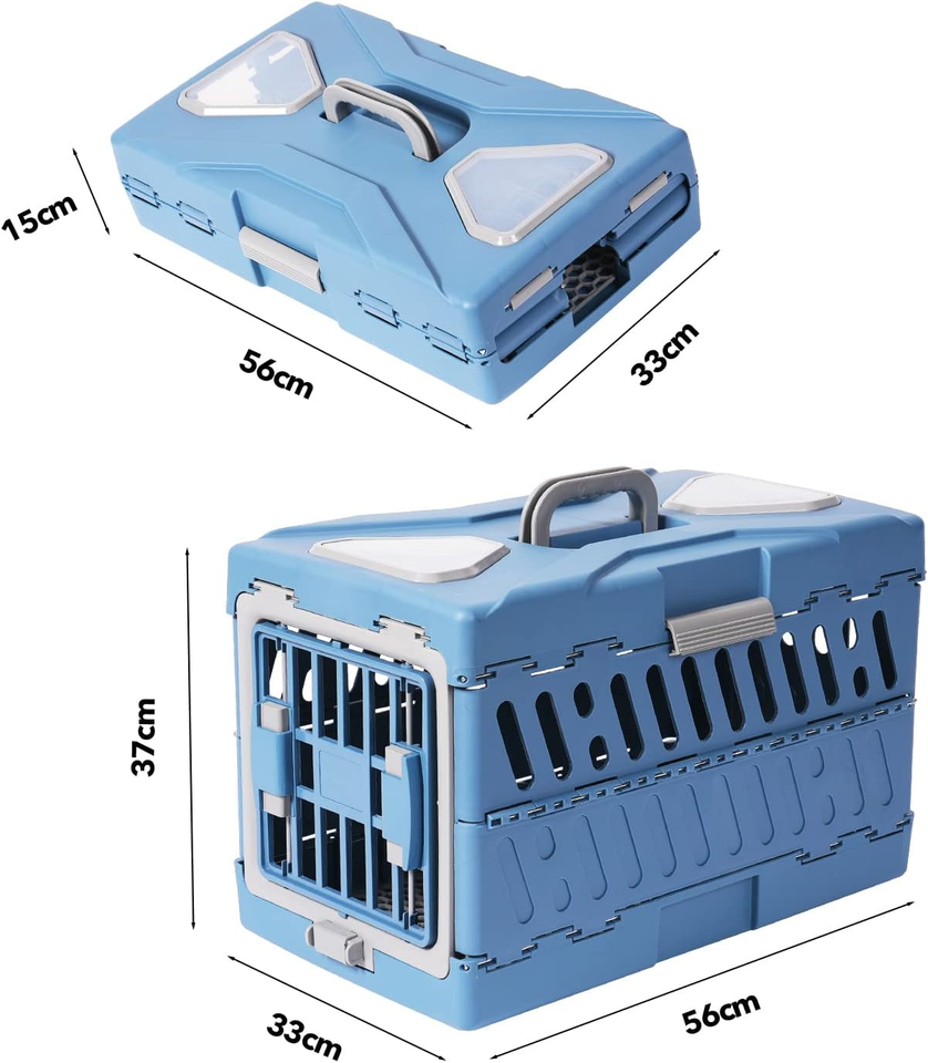 Collapsible HardSided Dog Crate, 2Door Portable Kennel Travel Carrier
