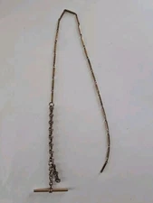 Antique Pocket Watch Fob Book Chain with T-Bar Rose Gold Filled 20"