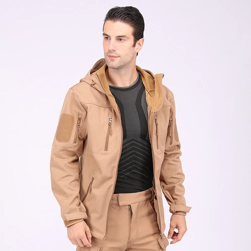 Giacca a vento tattica uomo soft shell giacca esercito jacket cappuccio tempo libero ~ - Foto 54 di 65