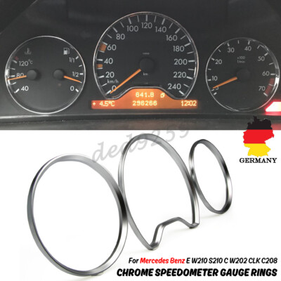 Für Mercedes Benz E W210 S210 C W202 CLK C208 Chrom Tacho Ringe Tachochromringe