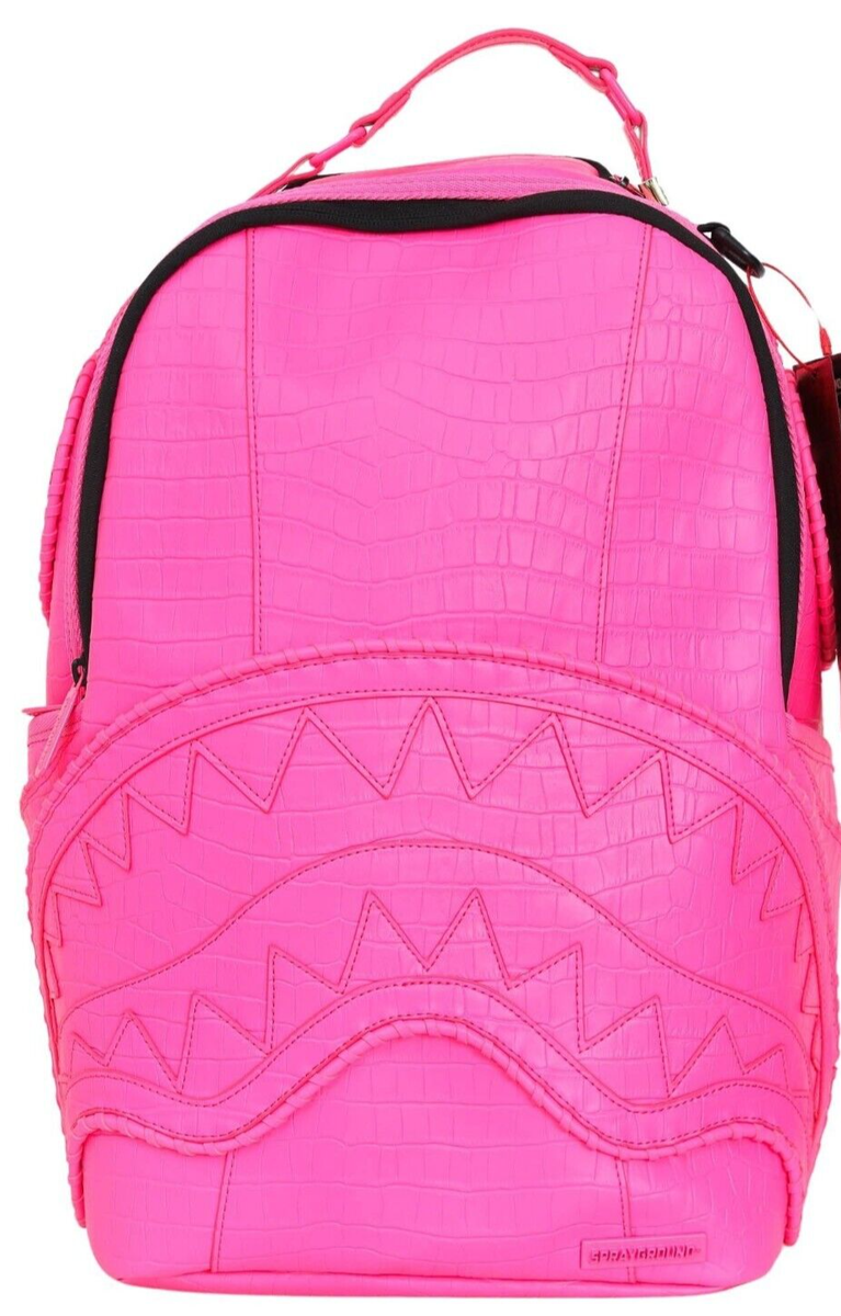 Sprayground Shark In Paris Backpack Snake Skin Pink Python Laptop