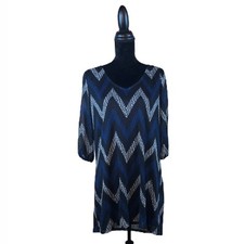 Women’s BeBop Chevron Print 3/4 Sleeve Shift Dress Size L