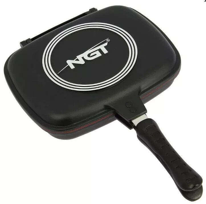 NGT Large Carp Fishing Double Grill Pan Outdoor Grill Pan Cooking Camping