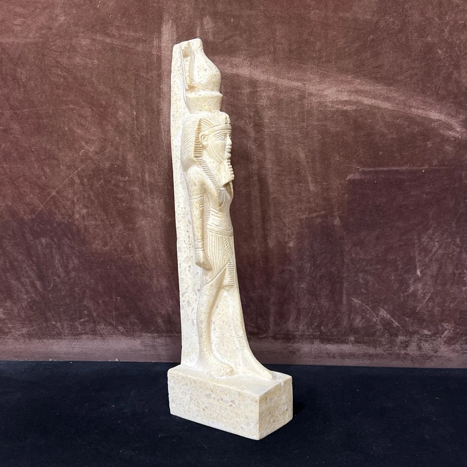 Estátua de pedra branca faraó rei Ramsés II, pedra de mármore Ramsés II estatueta de rei - Imagem 4 de 4