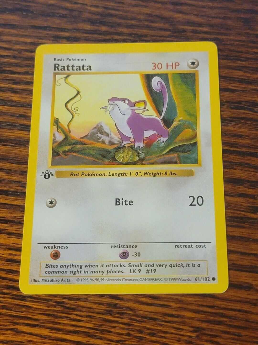 Rattata 1st Edition Shadowless 61/102 Base Set Pokemon Card NM