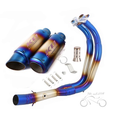 For Yamaha YZF R7 2022 2023 MT-07 FZ07 Blue System Muffler Exhaust Header Pipe