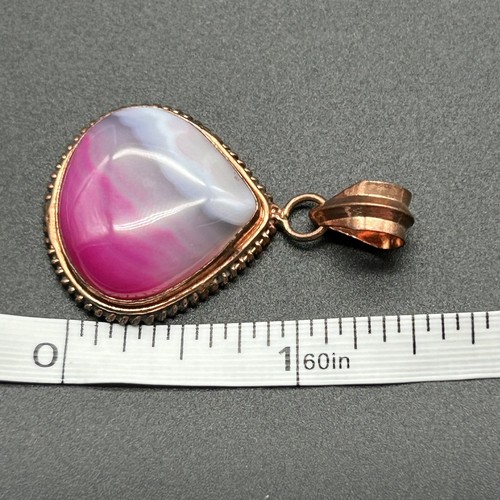 Rosa gebänderter Achat Anhänger Träne Cabochon LEUCHTET Schmuckherstellung Halskette 1"x1" - Bild 5 von 6
