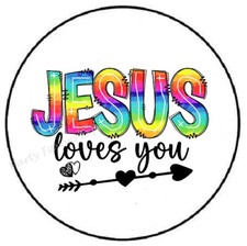 JESUS LOVES YOU ENVELOPE SEALS LABELS STICKERS PARTY FAVORS