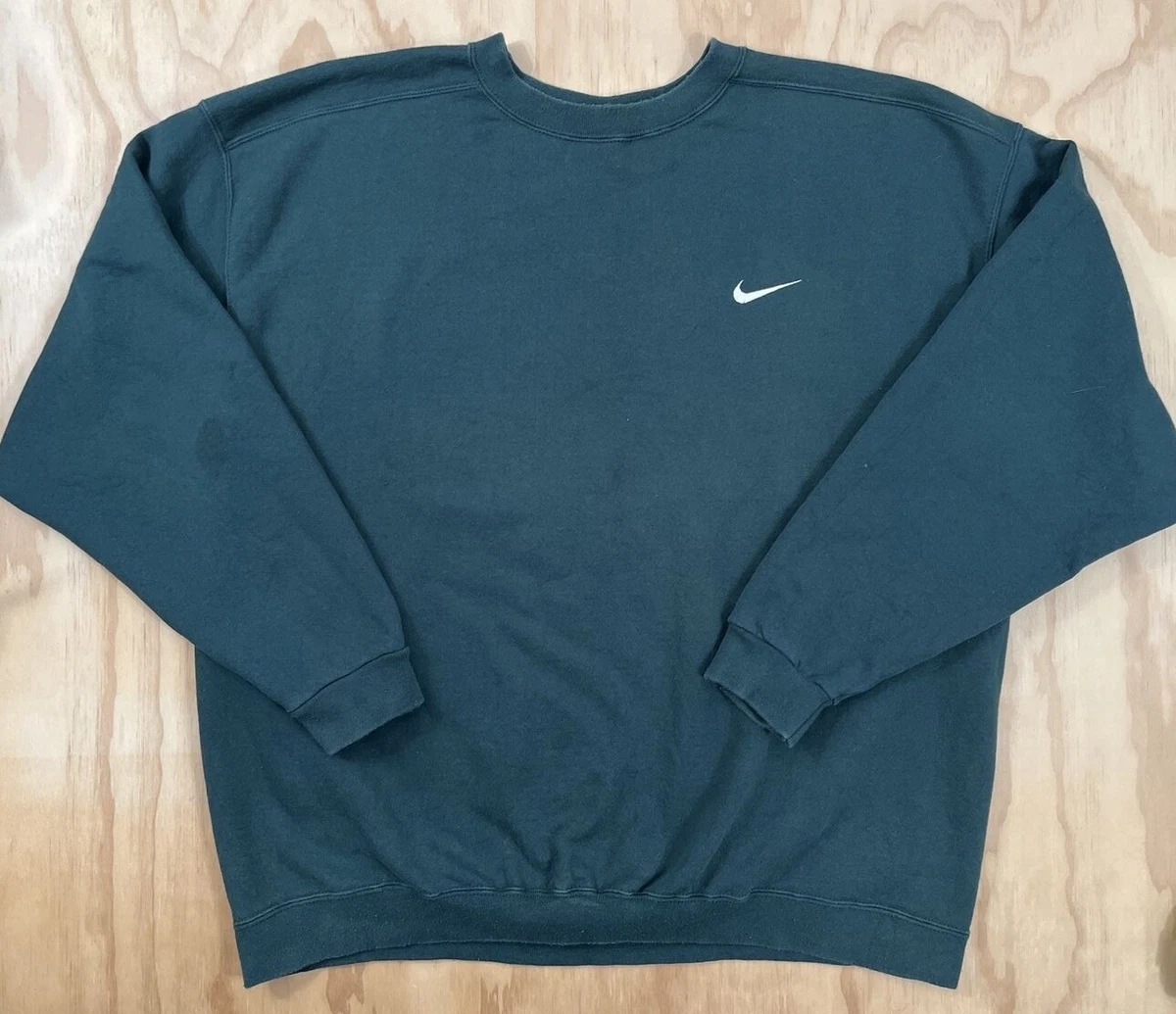 nike vintage 90s usa made green embroidered swoosh crewneck sweatshirt xxl  2xl