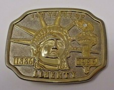 Vintage 1986 STATUE of LIBERTY BELT BUCKLE 100 Years of Liberty Freedom USA