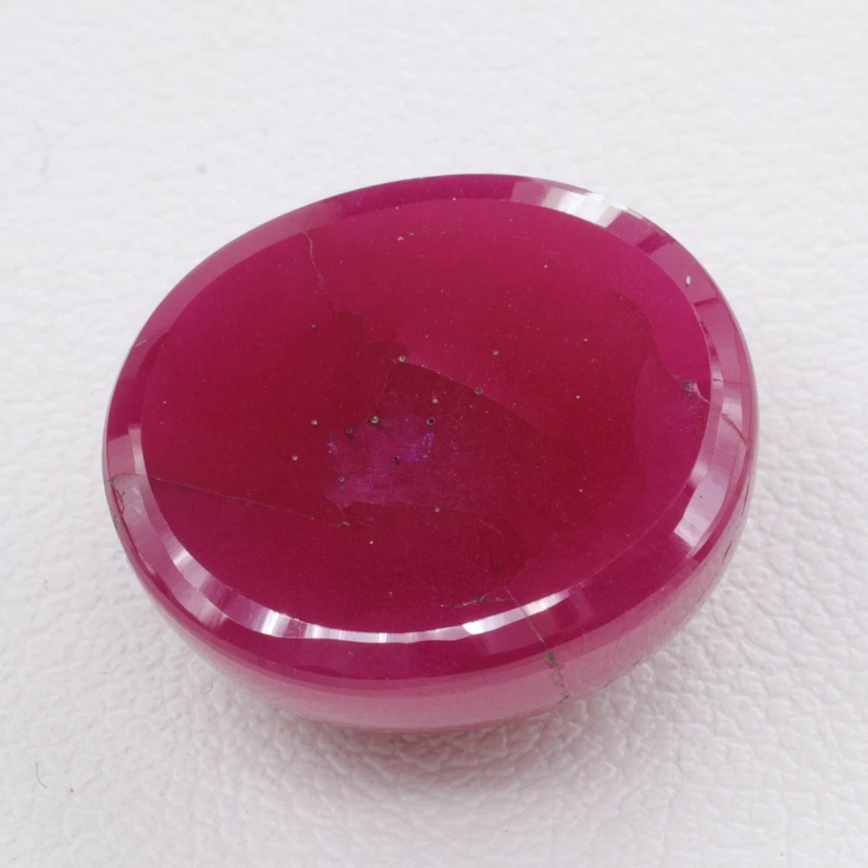 21.82ct Recrystallized Opaque Strong Red Ruby Cabochon 16x14 Lab Grown  - Image 3 of 4