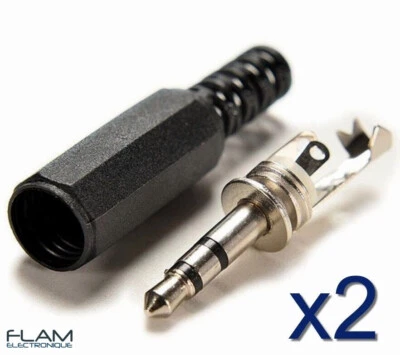 2x Connecteur prise Audio Stereo 3,5mm Jack à souder /Jack connector plug solder