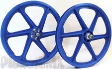 Skyway Bmx 20 Six Spoke Tuff Wheels Blue Retro Wheelset Sealed Bearings New