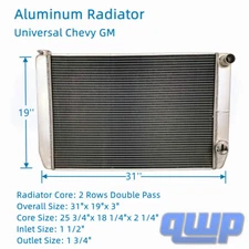 Universal Aluminum Radiator GM Chevrolet 31"x 19"x 3" 2 Row Double Pass 209626