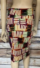 Lularoe Womens Cassie Skirt Size Small Burgundy Green Ivory