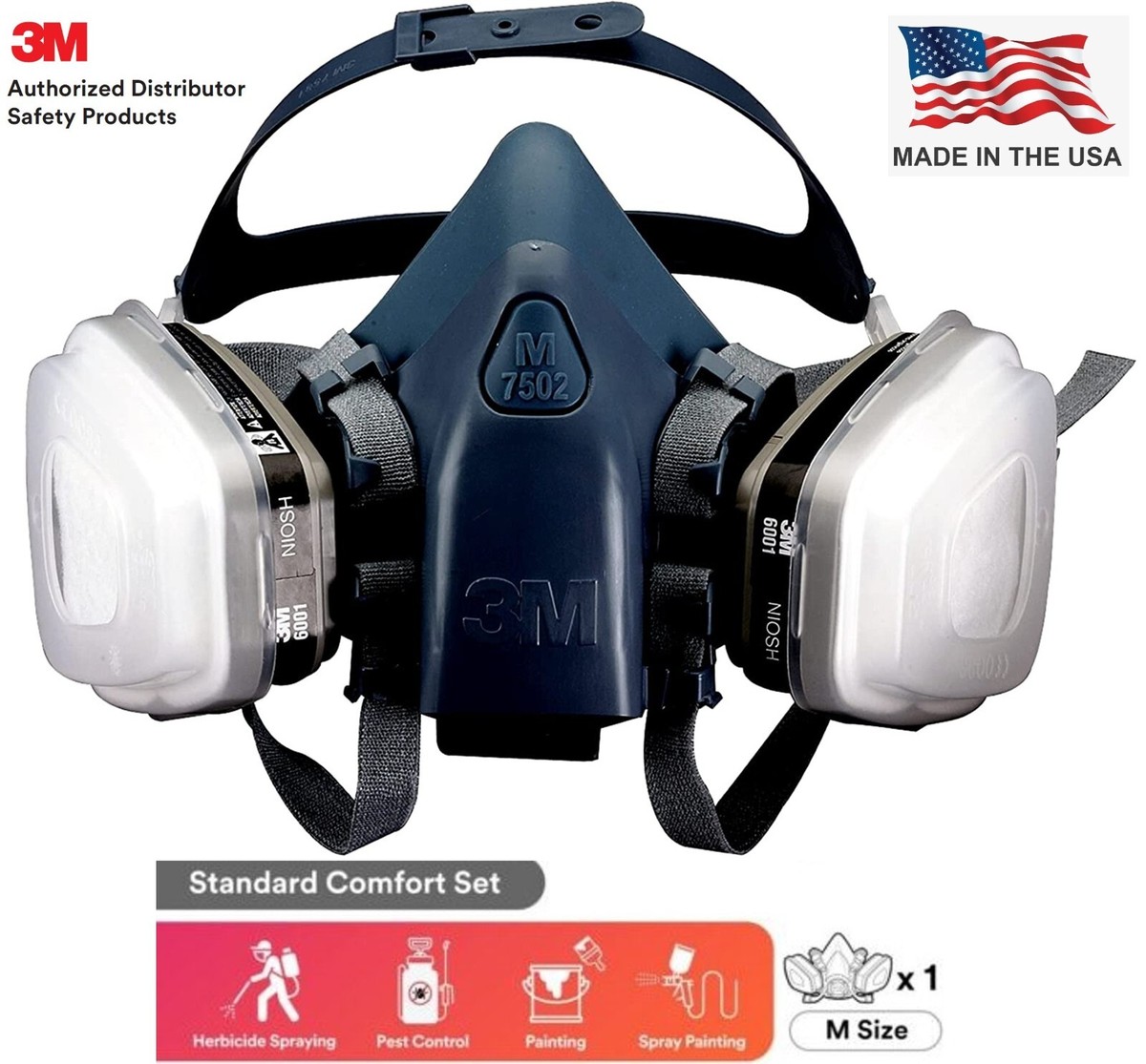 3M 7 IN 1 Reusable Half Face Respirator Facepiece GAS MASK