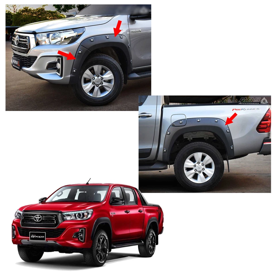 Tuercas de arco de rueda Fender Flares de 8" negro mate V1 para Toyota Hilux Rocco 2018 2019 Foto 4 de 4