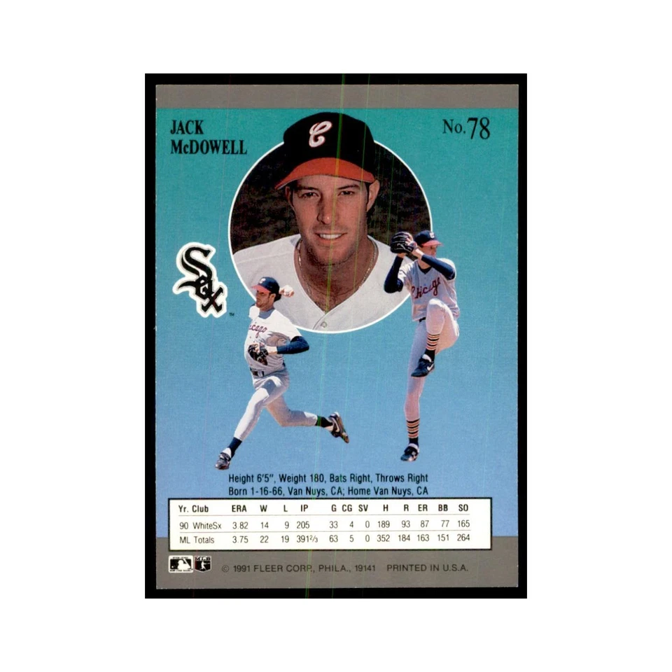 Jack McDowell 1991 Fleer Ultra #78 Baseball Cards Baseball Card NM - Image 2 of 3