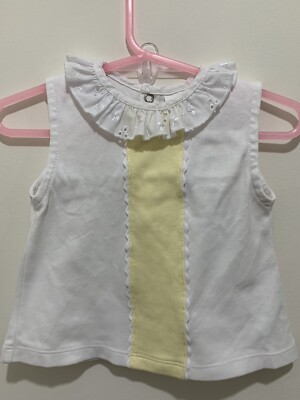 Süßes Baby Mädchen cremeweiß gelb spanischer Stil Sommer Top 6-9m  
