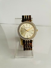 MICHAEL KORS MK4326 WOMEN'S DARSI GOLD-TONE DIAL BROWN CERAMIC BRACELET WATCH