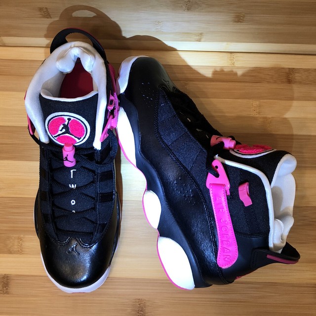 pink black and white jordans 6 rings