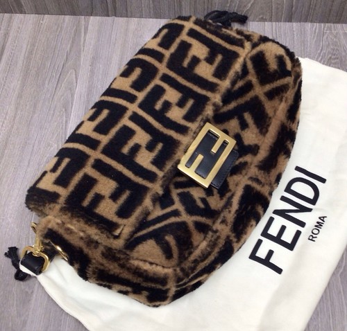 Fendi Baguette Montone St. Macro FF Bag Brown Sheepskin - Picture 10 of 13