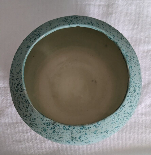 Vintage Pottery Planters with Light Blue Insert Ceramic Globes lot of 2 - Picture 11 of 14