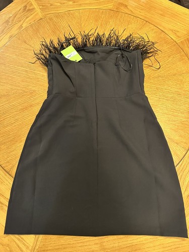 Neu mit Etikett Sam Edelman Kleid Federbesatz Etui trägerlos Mini Damengröße 10 schwarz " - Bild 4 von 11