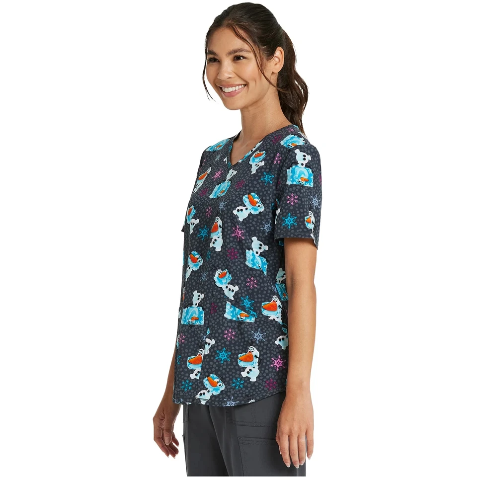 Scrubstar Women's Olaf Meltdown Scrub Top Size 3XL Christmas - Image 2 of 4