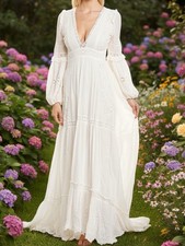 LoveShackFancy Victorian Donnie Embroidered-Eyelet Swiss Dot Maxi Dress Wht SZ 0