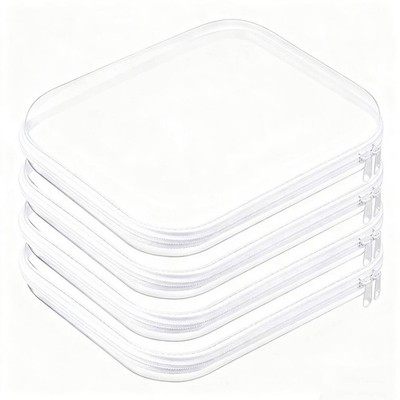 4 Pcs Clear Hard Shell Zipper Case Pouches Travel Toiletries Makeup L Box