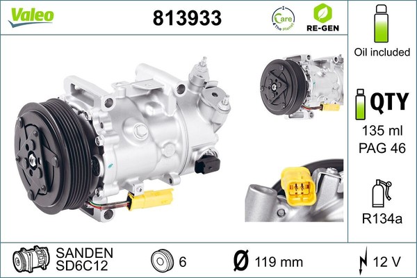 Kompressor Klimaanlage Valeo 813933 FÜR CitroËN DS Peugeot Klima Kompressor-image