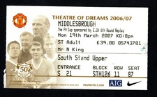 Manchester United - Middlesbrough 2006-2007 FA Cup Ticket 19.03.2007